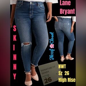 🌸NWT LANE BRYANT Sz 26 HIGH RISE DISTRESSED SKINNY JEANS